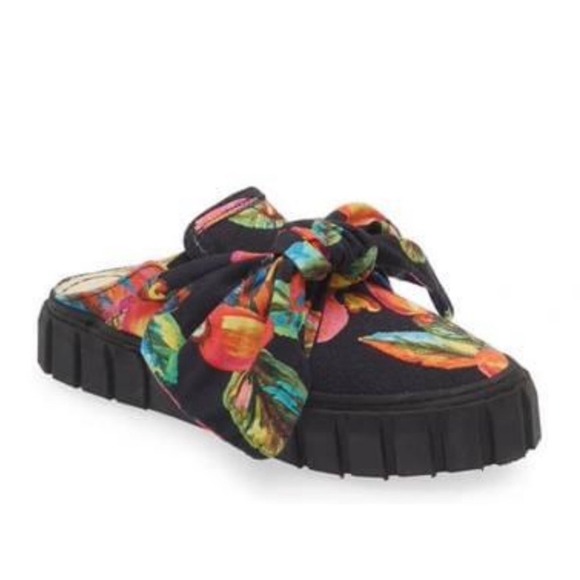 New! Farm Rio Rio Black Cashew Women's Mule Sneaker With Bow Size 8.5 $160 - Picture 6 of 6